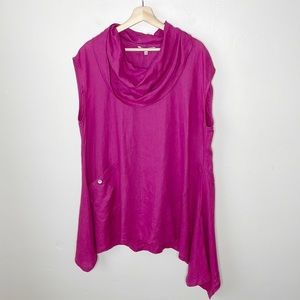 John Mark Linen Cowl neck tunic